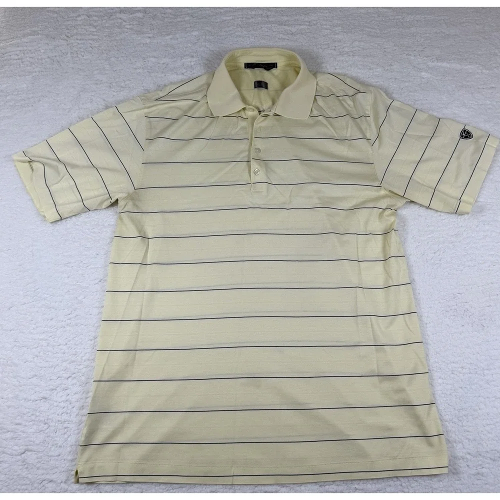 Tiger Woods Collection Golf Polo Men's L Medium Yellow Stripe TW